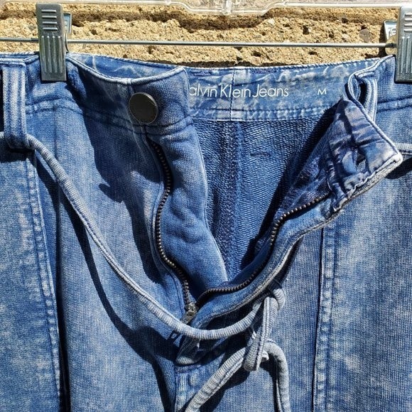 Calvin Klein Distressed Jogging Pants Jean Look Casual Comfy Acid Wash Sz M - Picture 7 of 12